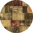 thumbnail image 1 of Ahgly Company Indoor Round Patchwork Brown Transitional Area Rugs, 7' Round, 1 of 4