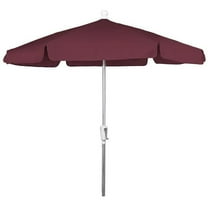 7.5 ft. 6 Rib Crank Bright Aluminum Hex Garden Umbrella with Burgundy Vinyl Coated Weave Canopy