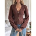 thumbnail image 2 of Women'S Fall Cardigan Sweater Fashion Trend Long Sleeve Top Casual Jacket Vacation Button Sweater Brown XL, 2 of 6