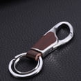 thumbnail image 4 of Men's Leather Key Ring Chain Metal Keychain for Home (Silver and Brown Leather), 4 of 7