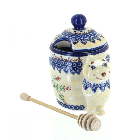 Blue Rose Polish Pottery Autumn Burst Honey Pot