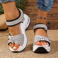 thumbnail image 2 of Rokment Women's Height Increasing Comfortable Walking Sandals 2026 Stylish Athletic Open Toe Ankle Strap Platform Non Slip Work Wedge Heels Chunky Summer Nursing Shoes Grey Size 7.5, 2 of 7