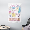 thumbnail image 1 of Unicorn Cat Tapestry, Collection Fantastic Icons Magic Horse Kitten Cupcake Rainbow, Wall Hanging for Bedroom Living Room Dorm Decor, 40W X 60L Inches, Sky Blue Pink Pale Yellow, by Ambesonne, 1 of 2