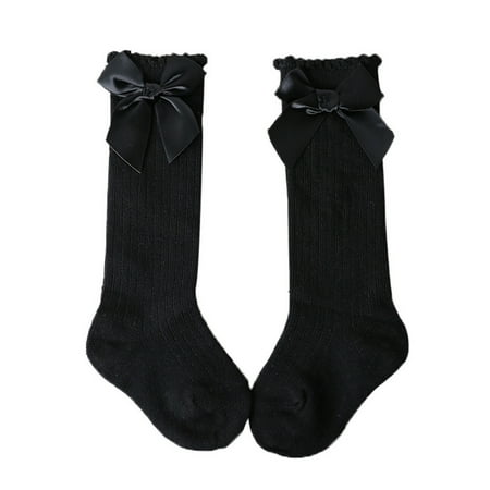 

TAIAOJING Kids Bow Big High Socks Cotton Lace Kids Girls Soft Toddlers Knee Baby Long Socks Casual Socks