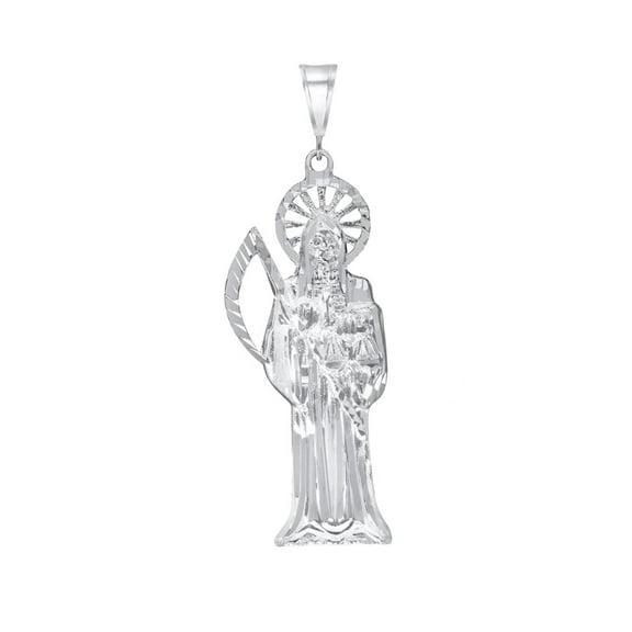 925 Sterling Silver Santa Muerte Pendant Necklace, Unisex, perfect for all Ages, MST, Made in Italy