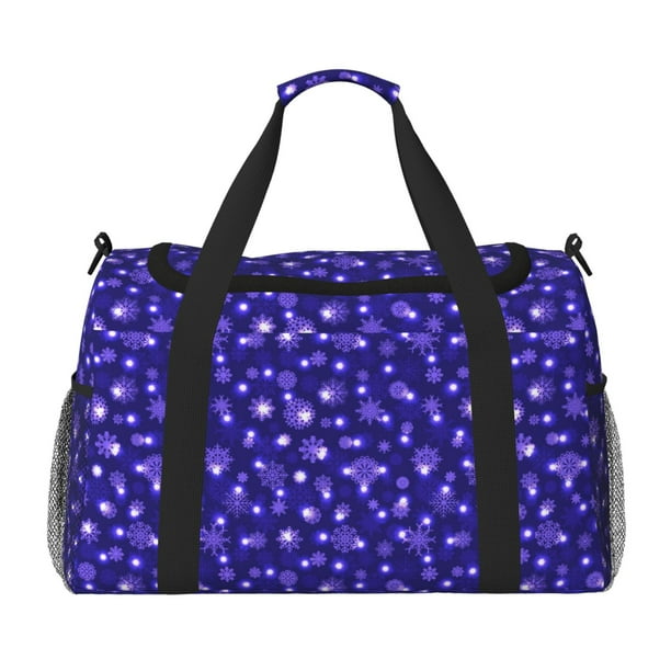 Disketp Beautiful Purple Snowflakes Bolsa de Viaje Tipo Duffle, Bolso de Mano para Fin de Semana para Mujer, Bolsa de Gimnasio Ligera para Hombre, Esencial para Viajes