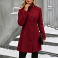thumbnail image 5 of Vixolx Womens Mid Length Wool Blend Coat Stand Collar Single Breasted Overcoat with Slant Pockets Fall Winter Casual Office, 5 of 8