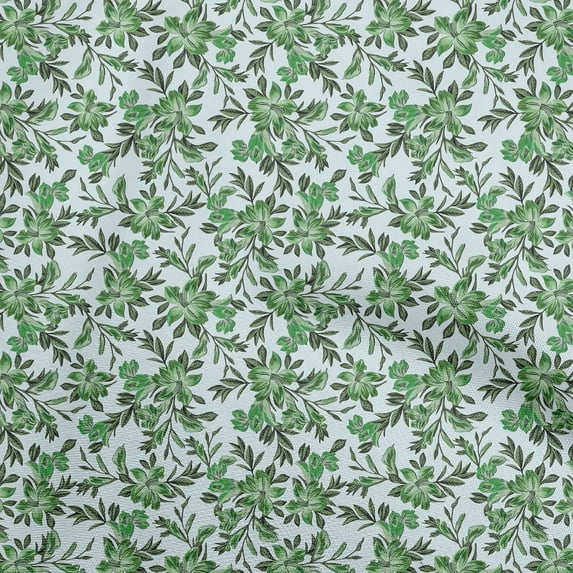 oneOone Cotton Poplin Twill Green Fabric Floral Retro Sewing Craft Projects Fabric Prints By Yard 56 Inch Wide