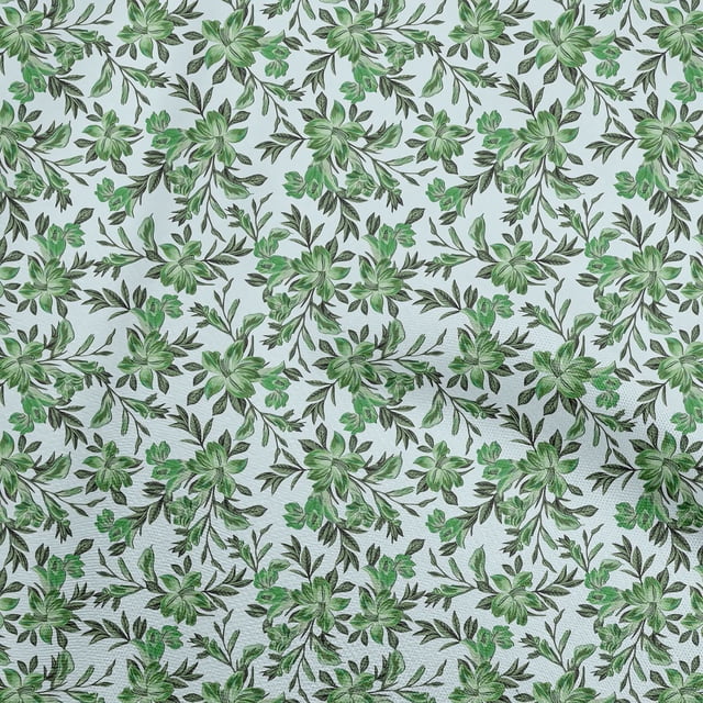 oneOone Cotton Poplin Twill Green Fabric Floral Retro Sewing Craft Projects Fabric Prints By Yard 56 Inch Wide