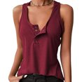 thumbnail image 2 of Camiseta sin mangas con botones a presión para mujer, camiseta cómoda de moda con botones para hacer deporte, 2 of 4