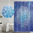 thumbnail image 4 of Boho Flowers Shower Curtain Set - Standard 72" x 72" Washable Bathtub Curtain with 12 Hooks, Blue Floral Bohemian Vintage Country Waterproof Fabric Stall Shower Curtains for Bathroom/Bathtub Décor, 4 of 6