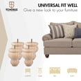 thumbnail image 3 of 3 inch / 8cm Wooden Furniture Legs, Tchosuz Pack of 4 Unfinished Solid Wood Turned DIY Replacement Bun Feet with M8 Hanger Bolts & T-Nuts or Sofa Couch Cabinet Recliner Ottoman Riser, 3 of 6