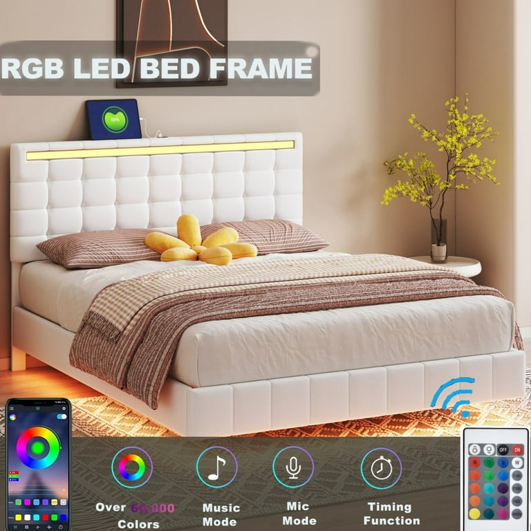 Floating bed 2024 with led lights