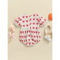 thumbnail image 4 of Qmyliery Baby Girls Summer Romper, Short Sleeve Heart Valentine’s Style Romper Gift, 4 of 9