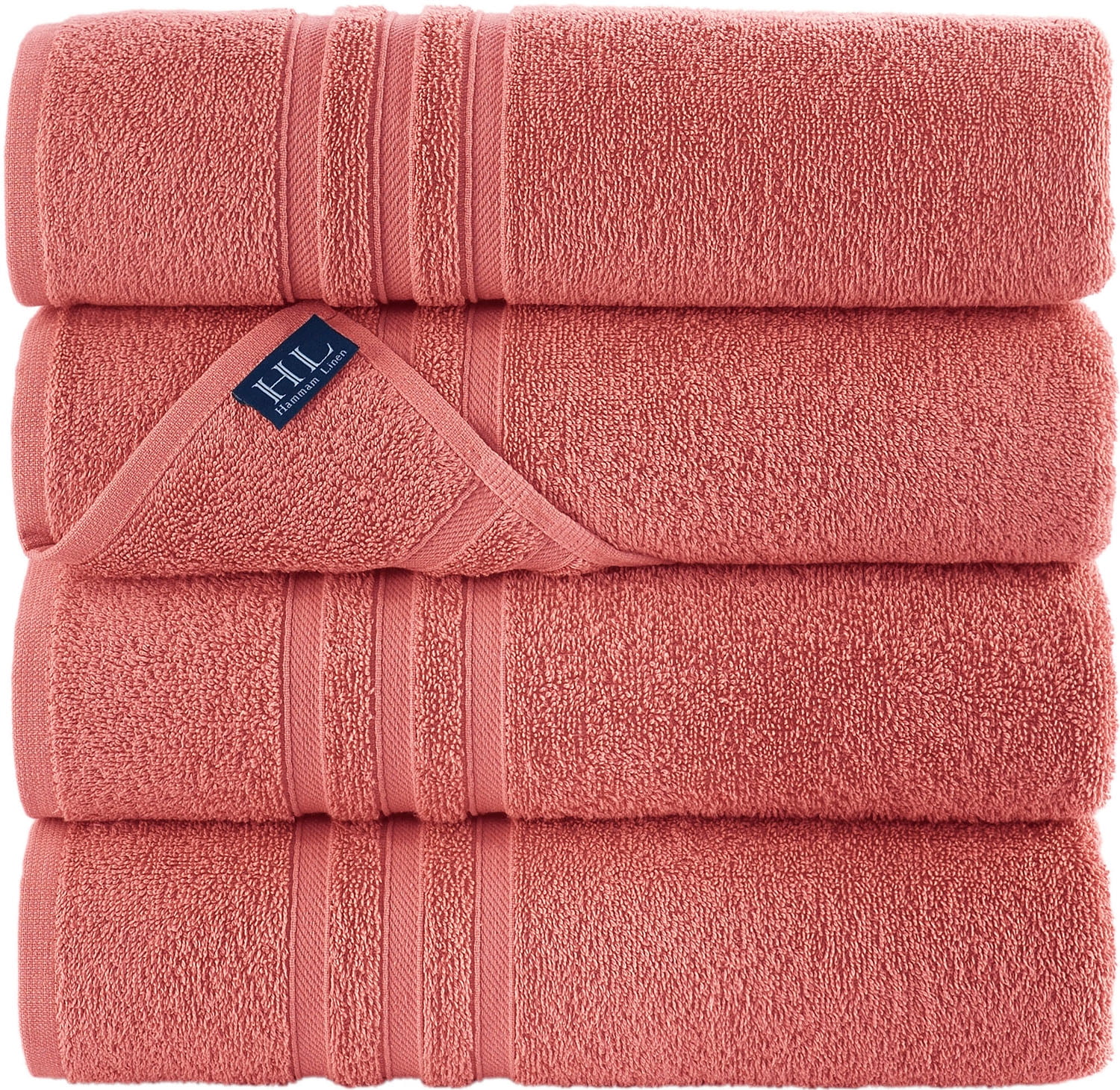 Hammam Linen Orange Bath Towels 4 Pieces Luxurious Turkish Cotton