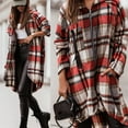 thumbnail image 2 of Plaid Trench Coat Womens Windbreaker Jacket Printed Shirt Zipper Irregular Jacket, 2 of 9