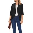 thumbnail image 4 of BadPiggies Women's Lightweight Open Front Cardigan Casual Soft Draped 3/4 Sleeve Cardigans Sweater Top (M, Black), 4 of 7