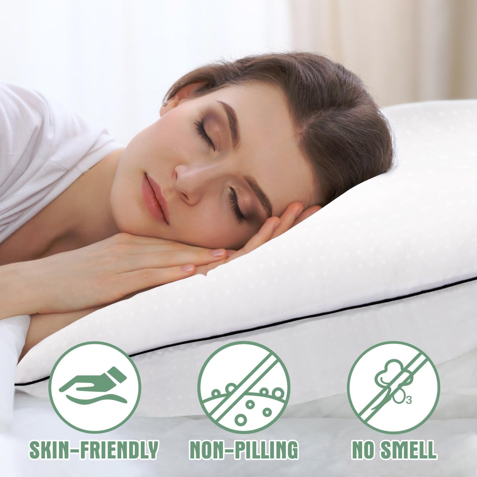 KAQINU Standard Size Bed  Pillows for Adult,4 Pack Great Support Luxury Hotel Pillows for Side,Stomach and Back Sleepers.
