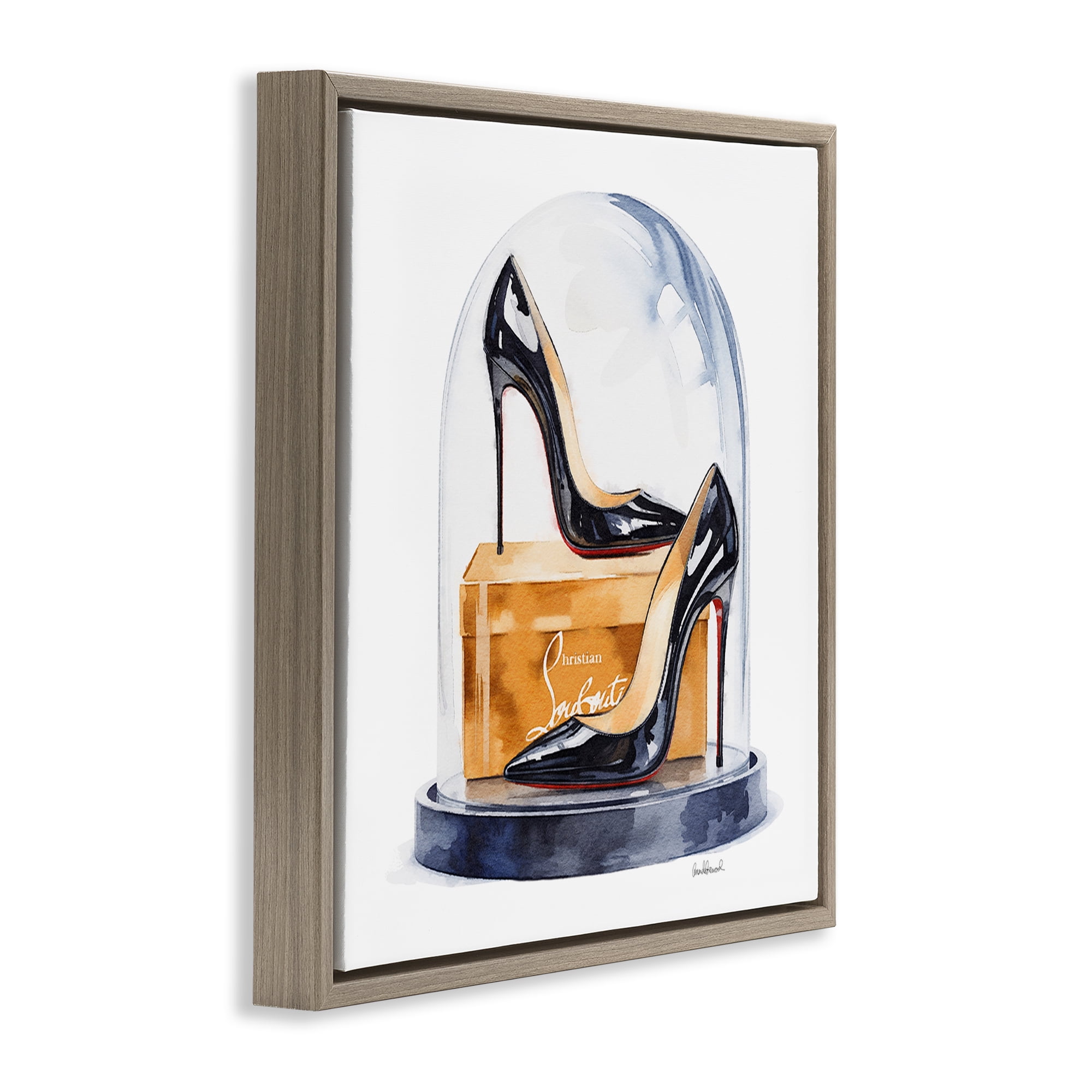 Stupell Industries Black High Heels Dome Brown Framed Floater Canvas Wall Art, design by Amanda Greenwood