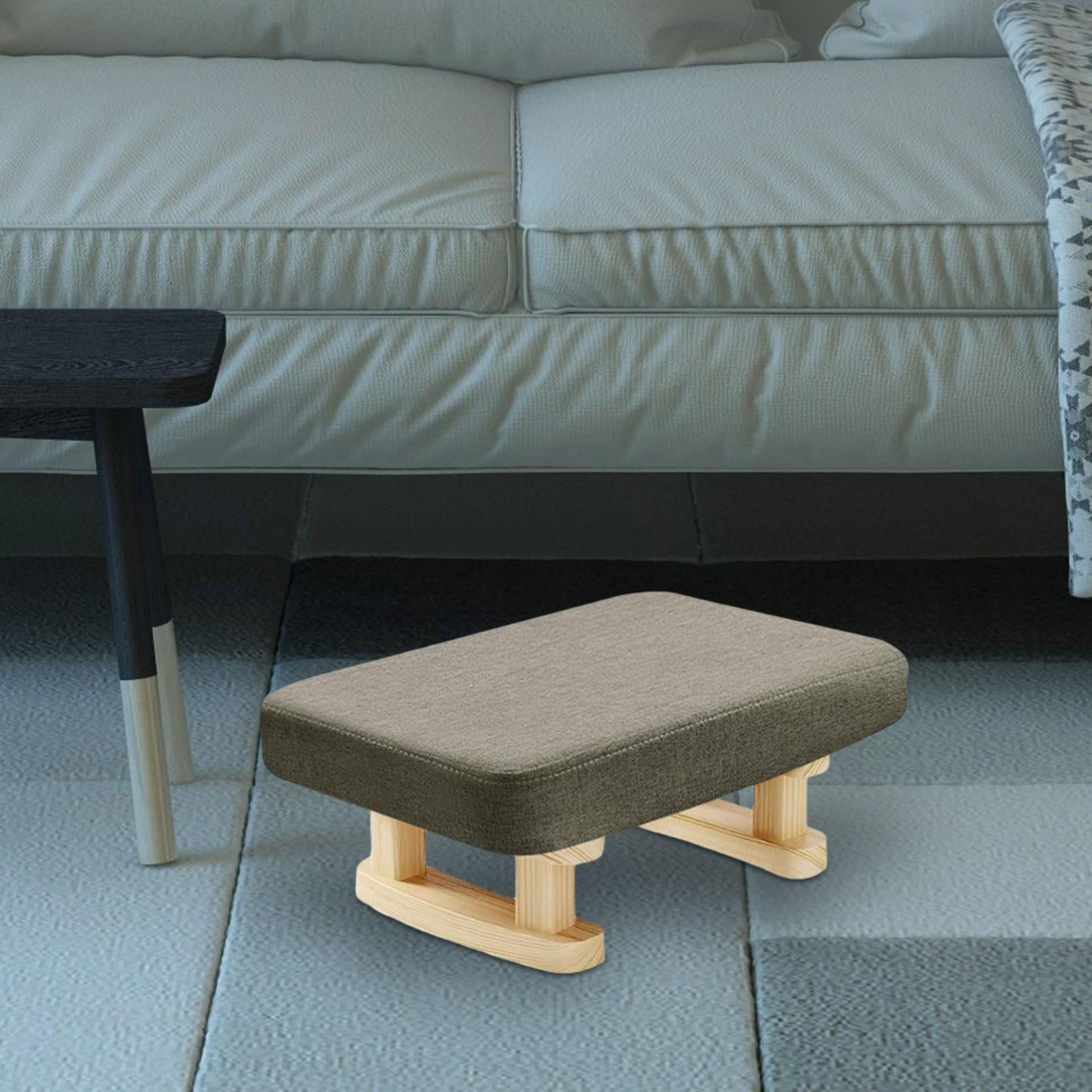 Tongina Padded Foot Stool Small Low Ottoman Rectangular Breathable Foot Rest with Wooden Legs Sofa Footrest for Couch Office, Bedroom coffee color