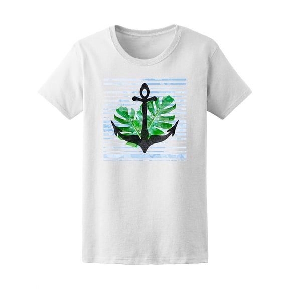 Watercolor Anchor Palm Leaves Tee Women's -Image by Shutterstock