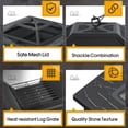 thumbnail image 6 of Lacoo 32" Patio Square Fire Pit Table for Patio Backyard BBQ, Ice Storage with Mesh Lid, Poker and Cover, Black, 6 of 8