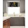 thumbnail image 5 of Kitchen Cafe Valance Curtain for Small Windows,My SunshineSunflower Bee Rod Pocket Short Valances Vintage Black White Checkered Window Treatment Panel for Living Room/Bedroom/Bathroom,60x18in, 5 of 9
