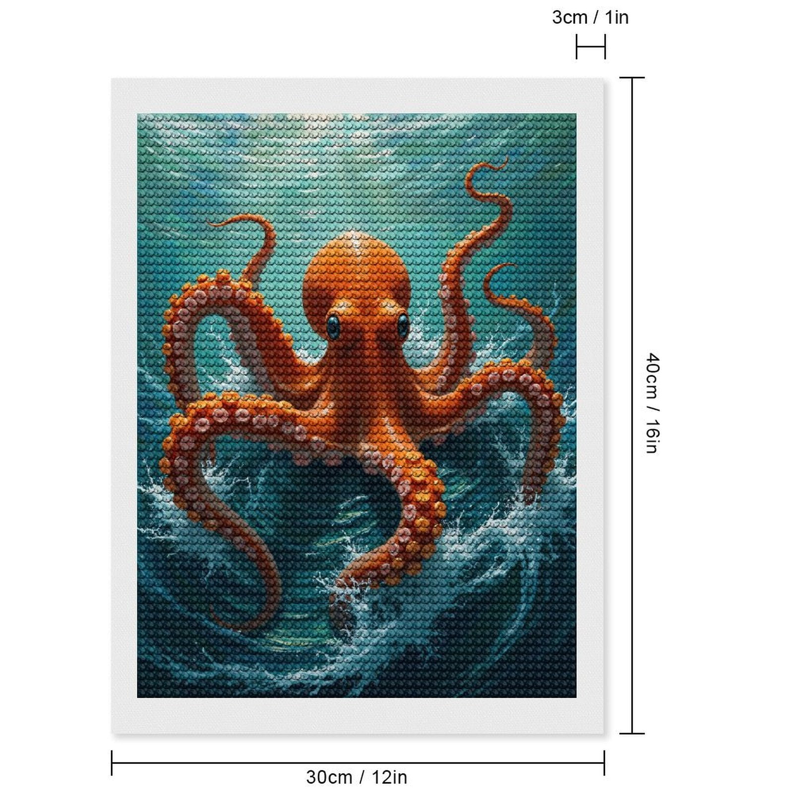 Diamond Art Kits for Adults, Octopus Ocean Waves Vibrant Colorful 5D Diamond Painting Kits for Adults Beginners, DIY Full Drill Diamond Painting, Gem Art and Crafts 12x16