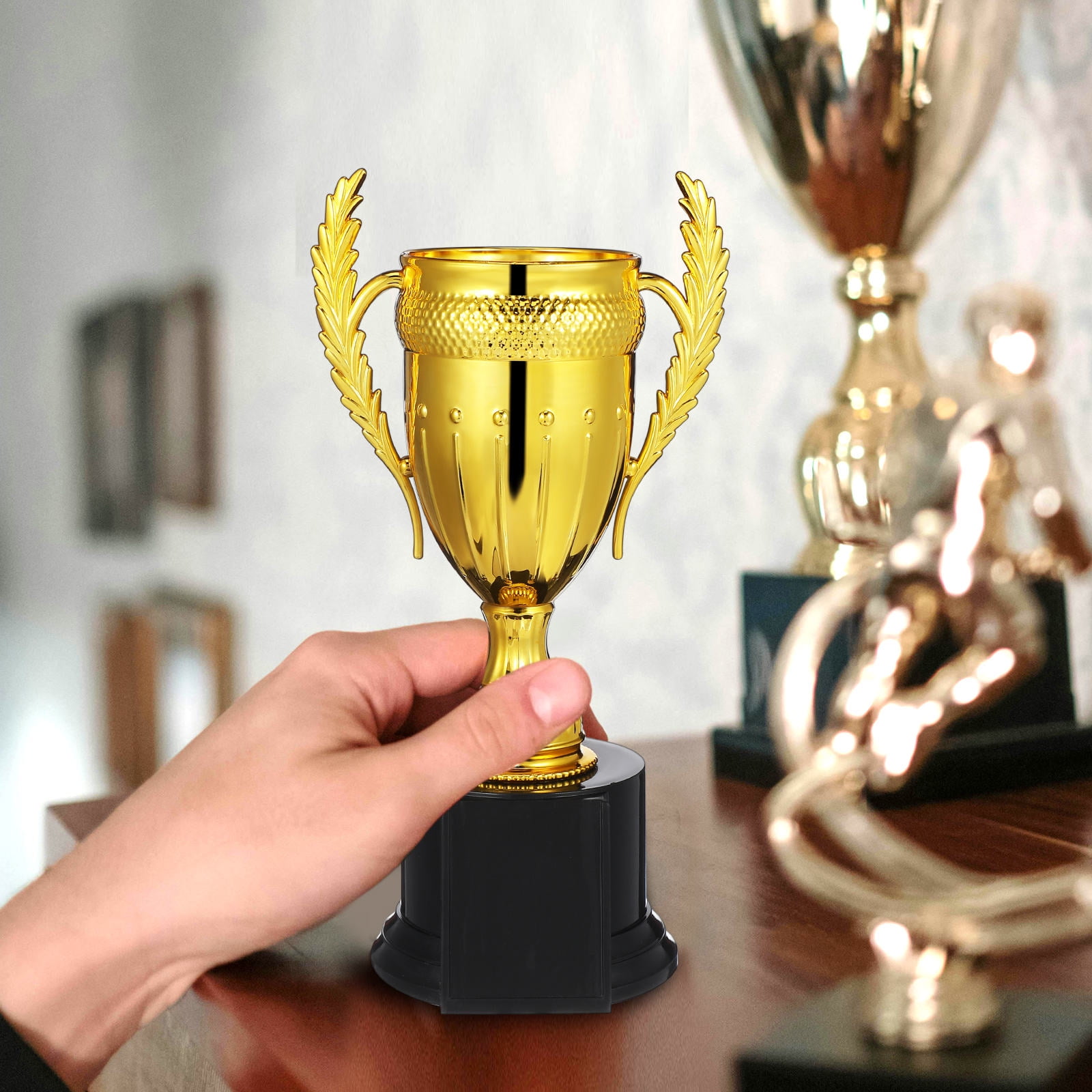 Worgeous 2pcs Golden Trophy Plastic Trophy Cup Award Trophy Party Trophy Decor Trophy Cup Model For Sports Competition