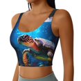 thumbnail image 5 of Sports Bra For Women, Ice Blue Ocean Sea Turtle Sports Bras For Women High Support, Workout Tank Tops Woman With Removable Cups, 5 of 8