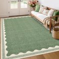 thumbnail image 2 of Nanan 5'x7' Scalloped Edge Area Rug, Machine Washable Low-Profile Woven Carpet, Non-Slip Soft Textured Rug for Living Room Bedroom Nursery Home Decor,Grass Green, 2 of 7