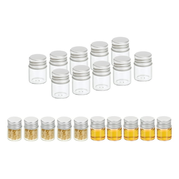 5ml Clear Glass Vials, 20 Pack Small Liquid Sample Vial with Screw Caps Leak-Proof Bottles Empty Jars Powder Container, Silver