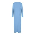 thumbnail image 5 of Efsteb Fall Dresses for Women Round Neck Long Dress Spring Fashion Casual Long Sleeve Loose Plain Maxi Dresses (Light Blue,S), 5 of 6