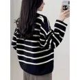 thumbnail image 4 of Suéteres a rayas para mujer, elegantes, acogedores, combinables, populares, suaves, retro, para oficina, modernos, sencillos, para estudiantes, juveniles y brillantes., 4 of 6