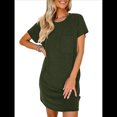 thumbnail image 3 of Vestido Mini Informal de Verano para Mujer, con Cuello Redondo, Corta y Canalé Verde M, 3 of 7