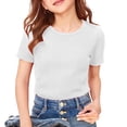 thumbnail image 4 of Splozh Girls Shirts Girls Short Sleeve T Shirts Kids Slim Fit Tops Casual Crewneck Tees 9-10 Years,White, 4 of 4
