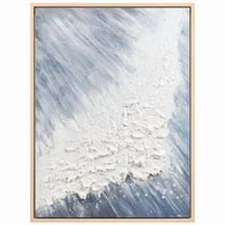 Aqua Splash Heavily Textured Hand Painted Framed Canvas Wall Art