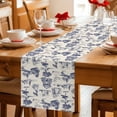 thumbnail image 5 of Farmhouse Country Table Runner - 120 Inch Long Vintage Blue French Garden Horse Swan Cotton and Linen Blended Dress Scarves Farmhouse Table Runner for Kitchen Dining, Coffee Table, 13" x 120", 5 of 8