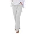 thumbnail image 6 of Women'S Cotton Linen Drawstring High Waisted Pants Casual Loose Fit Wide Leg Trousers Light Gray L, 6 of 7