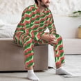 thumbnail image 7 of Naloa Geometric Watermelon Men’s Pajamas Set - Long Sleeve Button Down Sleep Shirt and Pajama Bottoms Sleepwear Set-Small, 7 of 7