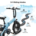 thumbnail image 4 of Jasion EB6 Electric Bike for Adults, 1000W Peak Motor Foldable Ebike with 374Wh Built-in Removable Battery, Aluminum 20" Fat Tire Electric Bicycle, 23MPH 7-Speed Ebike UL2849, 4 of 10