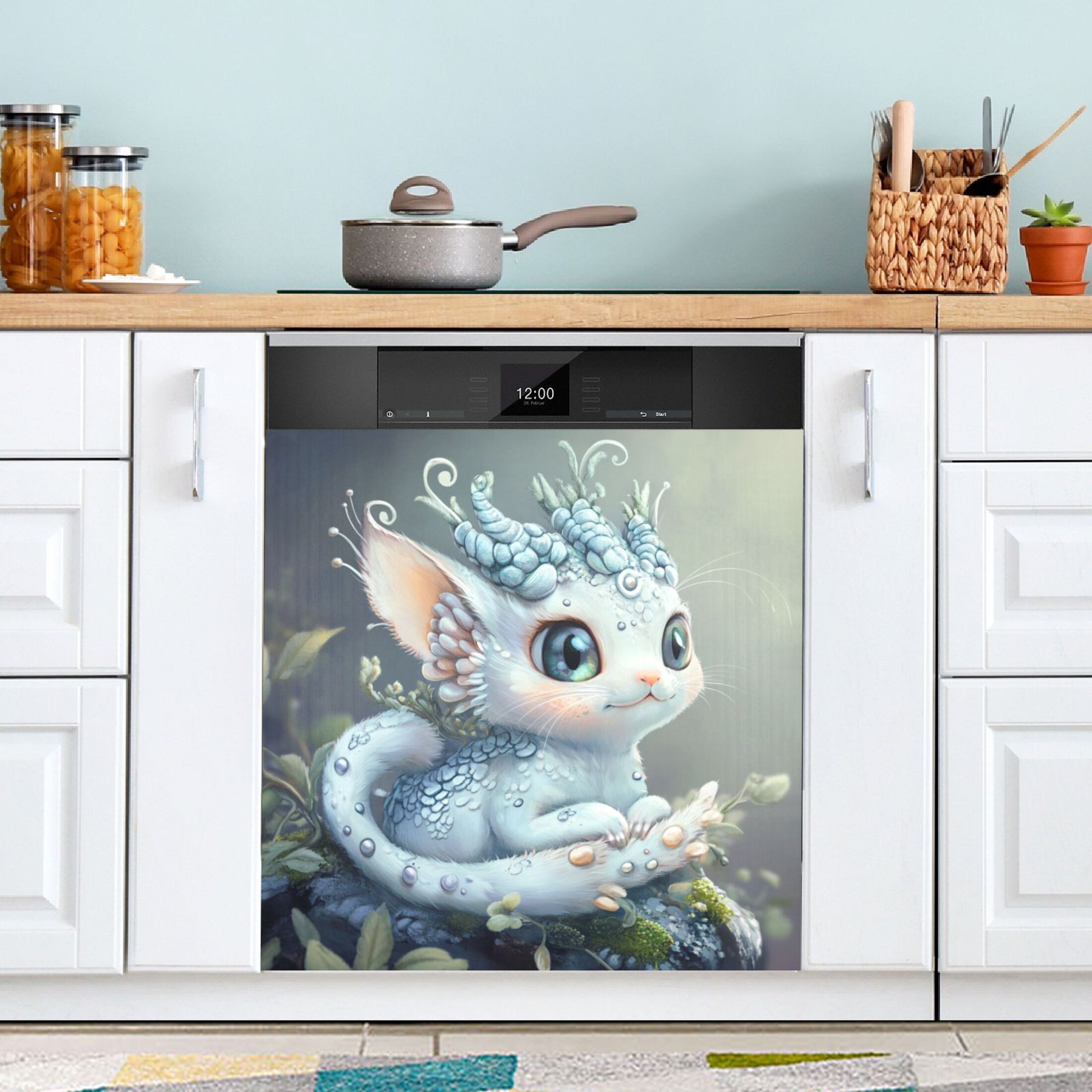 Dishwasher Magnetic Sticker 23x26 Inch Refrigerator Magnetic Sticker Washing Machine Magnetic Sticker Kitchen Panel Magnetic Sticker Home Decor Super Cute Dragon