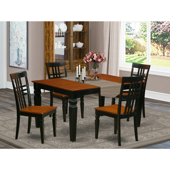 East West Furniture Weston 5-piece Wood Dining Table and Chair Set in Cherry