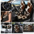 thumbnail image 3 of XYZCANDO Cow Brown Spot Print Car Seat Cover Steering Wheel Cover Car Trash Can Seat Belt Cover Keychain Lipstick Cover Center Mirror Cover Coasters Auto Interior Protector Personalized, 3 of 5