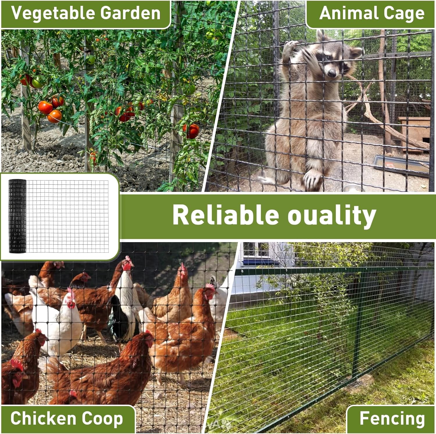 Wire Fence, 36 in x 50 ft PVC Coated Welded Wire Fence, 16GA Garden Border Vinyl Metal Chicken Wire Fencing Mesh Roll for Chicken Poultry Coop, Animal, Fencing, Garden Protection
