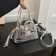 thumbnail image 3 of Bolso De Hombro Bolso vagabundo para mujer, con cordón, patrón de cocodrilo, Bolsas satchel para dama (plata), 3 of 8