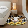 thumbnail image 3 of Round Rugs 3.3 Ft, Farmhouse Cow Non Slip Area Rugs for Kitchen Bedroom Entryway, Vintage Country Sunflower Black Buffalo Plaid Washable Carpet Runner Rug Floor Mats for Bedroom Home Decor, 3 of 9