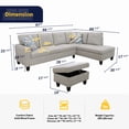 thumbnail image 5 of Ponliving Furniture Sectional Sofa 3 Pieces L-Shape Sectional Sofa Set Grey White Right Hand Facing, 5 of 5