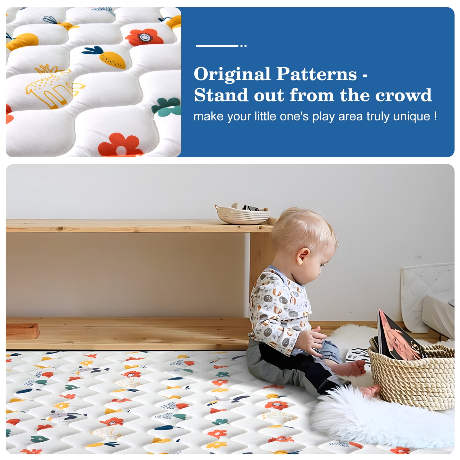 Ceekliybear Baby Play Mat 71" x 59" - Foldable Soft Foam Mat for Infants and Toddlers, Non-Slip & Machine Washable, Skin - Friendly Padded Playmat, Ideal for Playpen, Tummy Time, Travel