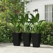 YANG2 Set of 3 Tall Planters, Indoor and Outdoor Flower Pot Set,14.25" x 14.25" x 24",for garden, veranda, or indoor living space,Black